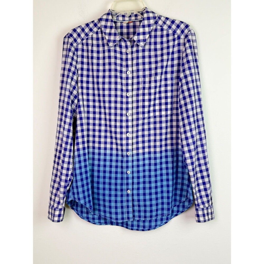 Pilcro Anthropologie Deb Shirt Blue Gingham Plaid Dip Dye Button Up Medium